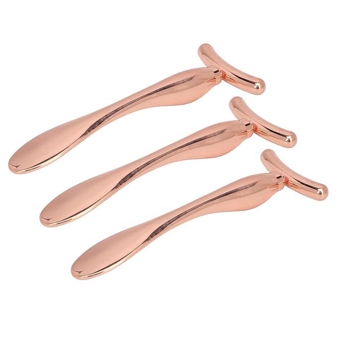 3 Pcs Metal Eye Cream Applicator Wand Stick, T Shaped Massage Stick Set, Face Roller Massager Tool, Professional Women Facial Massager for Reducing Puffiness Wrinkle