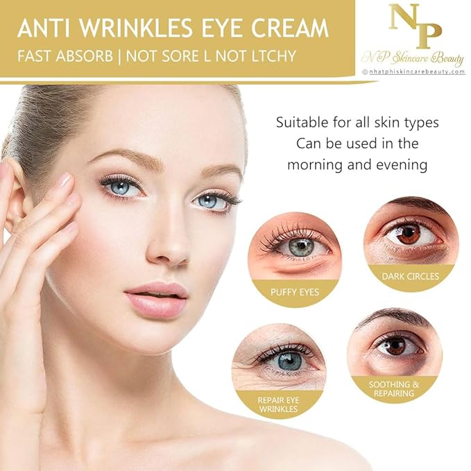 Anti-Wrinkles Eye Cream - Fast Absorbing, Natural Ingredients for Dark Circles, Puffy Eyes, and Wrinkle Reduction, 30 grams