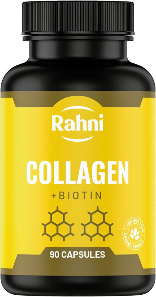 rahni Collagen | Biotin 1000 mcg | Supplement for Hair, Nails and Skin Growth | Joint Health Support | Hyaluronic Acid | Vitamin C | for Men & Women | Made in The USA | 90 Capsules
