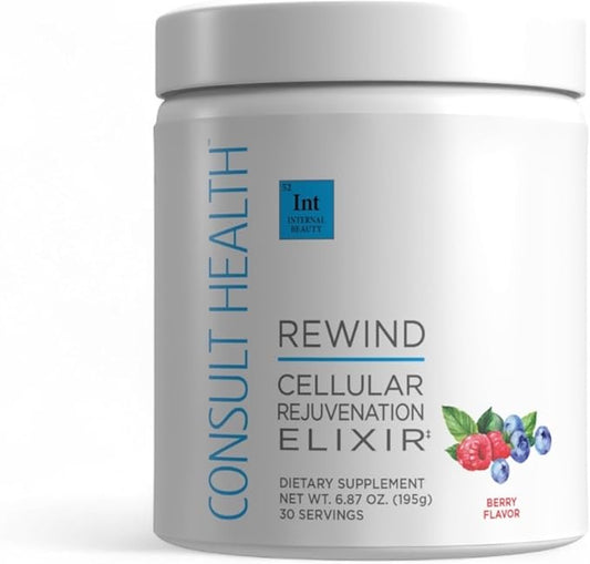 Consult Health Rewind Cellular Rejuvenation Elixir Powder Drink Mix - Lycopene, Polyphenols, Collagen & MSM -Collagen & Elastin Support for Joints, Skin, Hair and Nails - Berry Flavor - 30 Servings