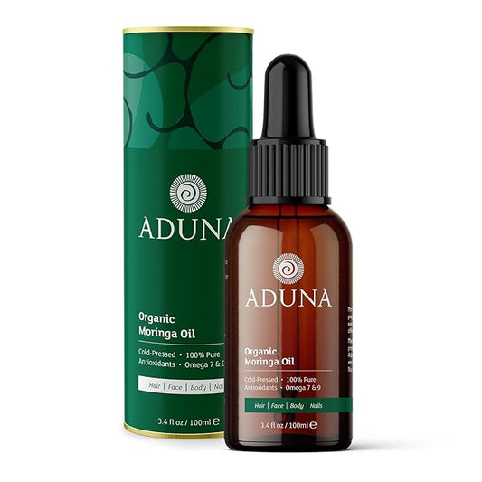 Aduna Moringa Oil - 100% Organic - 3.4fl oz Pure Moringa Oil - Unrefined Cold-Pressed Body, Hair & Face Oil - Best for Fine Lines and Moisturizing - Antioxidants