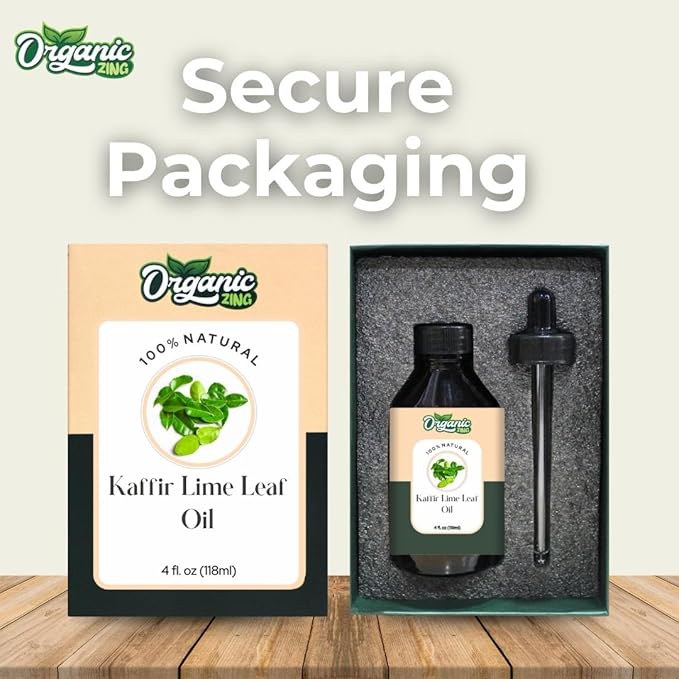 Kaffir Lime Leaf (Citrus Hystrix) Oil | Pure & Natural Essential Oil for Skincare, Hair Care, Aroma and Diffusers- 118ml/4 fl oz