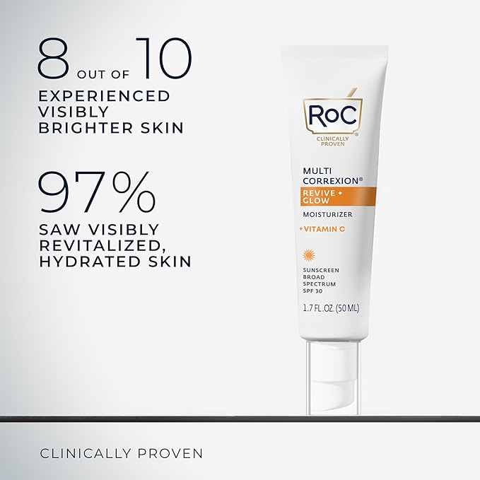 RoC Multi Correxion Revive + Glow Vitamin C Broad Spectrum SPF 30 Moisturizer (1.7 oz) with Retinol Eye Cream Packette