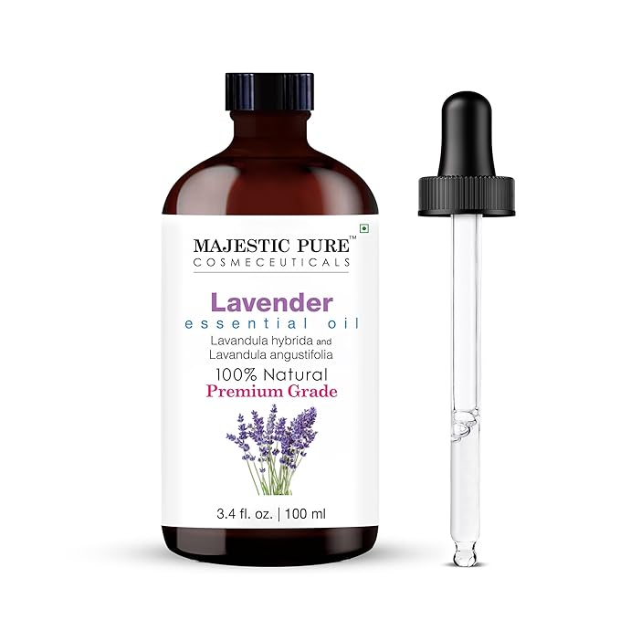 MAJESTIC PURE Lavender Essential Oil | 100% Pure and Natural | Premium Grade Essential Oils for Hair Care, Home Diffusers, Skin, Aromatherapy, Massage and Humidifiers | 3.4 Fl Oz