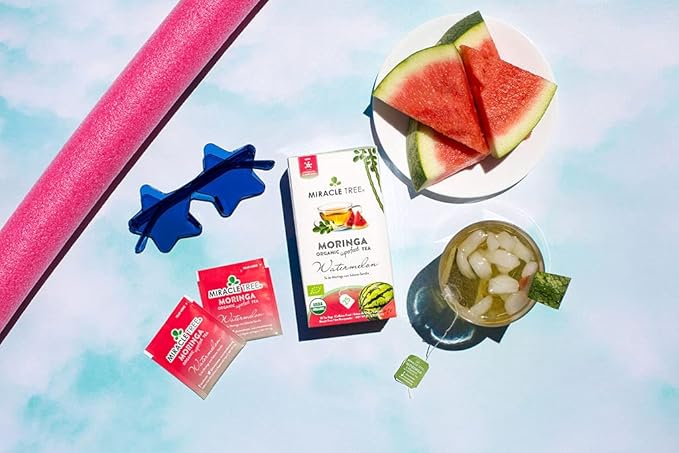 Miracle Tree - 3 Count of Organic Moringa Superfood Tea, 25 Individually Sealed Tea Bags, Watermelon (Keto, Detox, Energy/Immunity Booster, Vegan, Gluten-Free, Organic, Non-GMO, Caffeine-Free)