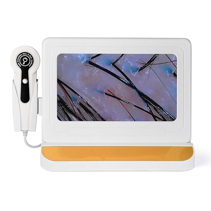 Scalp Analysis Machine, 11 Inch HD Screen Skin Hair Analyzer, Digital Hair Follicle Scalp Detector with 50x/200x DualHeads for Home Salon Use,No APP Needed