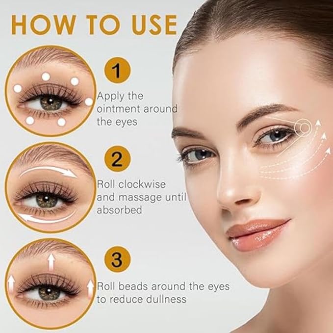 SWANNA 1PCS Eye Essence Oil Roller Ball Applicator, Castor Oil Frankincense Rollerball, Rollerball Castor Oil for Eyes,Dark Circles, Reduce Swelling and Fine Lines