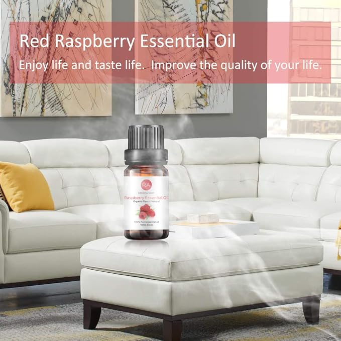 Raspberry Essential Oil, 100% Pure Organic Natural Aromatherapy Raspberry Oil for Diffuser, Massage, Yoga, Meditation, Bath, Skin Care (10ml)