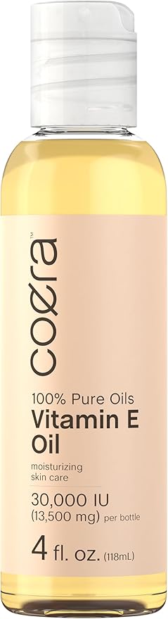 Coera Vitamin E Oil for Skin | 30,000 IU | 4 fl oz | 100% Pure Oils | Free of Parabens, SLS, & Fragrances
