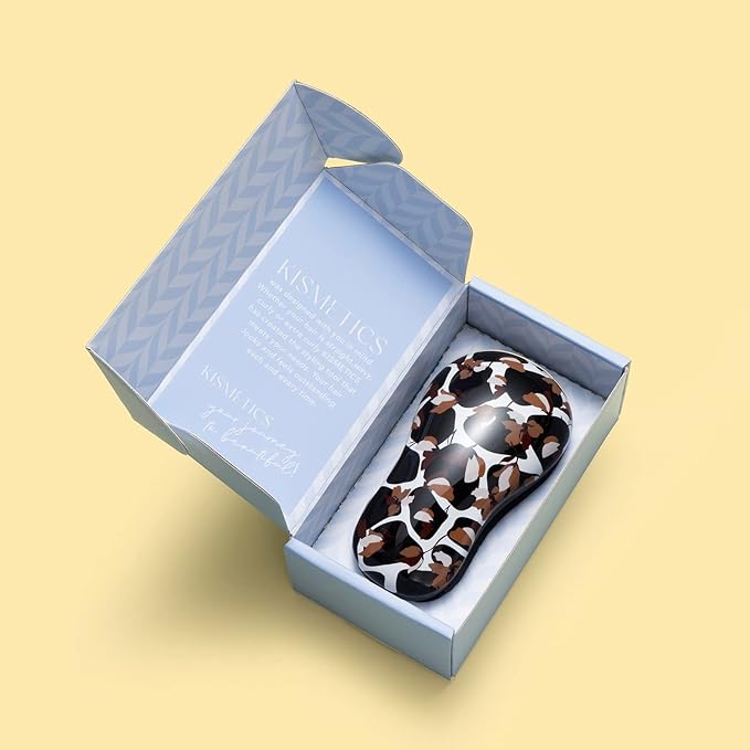 Hand Grip Brush, Gentle Detangling, Detangler Hair Brush for All Hair Types. For use on Wet or Dry Hair (Black Floral)