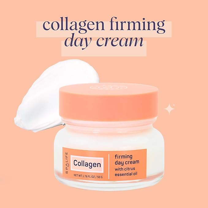 SpaLife Collagen Firming Day Cream for Dry Skin, Dehydrated Skin, Loss of Firmness, Fine Lines & Wrinkles with Collagen, Witch Hazel & Citrus Essential Oil – Plumping Face Cream, Collagen Moisturizer