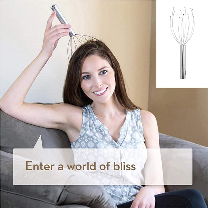 Healifty Head Massage Tingler Scalp Massager Scratcher Electric Gripper Claw Head Spa for Deep Relaxation Hair Stimulation for Women Men Without Battery Silver