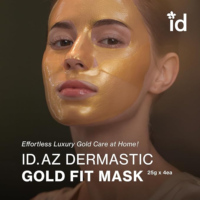 Dermastic Gold Fit Mask | Rejuvenating Facial Masks | Hydrating, Toning & Firming Facial Mask | Helps Enhance Skin Elasticity | Made in Korea - 4 Packs