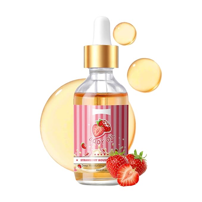 Strawberry Body Oil - Body Oils for Women - Sweet Scented Body Oil After Shower - Hydrating, Firming, Nourishing Body Moisturizer for All Skin Types - Organic Essential Oils for Skin
