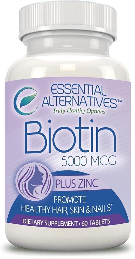 Biotin 5000mcg + Zinc 60 Tablets, Hair, Skin, and Nail Support
