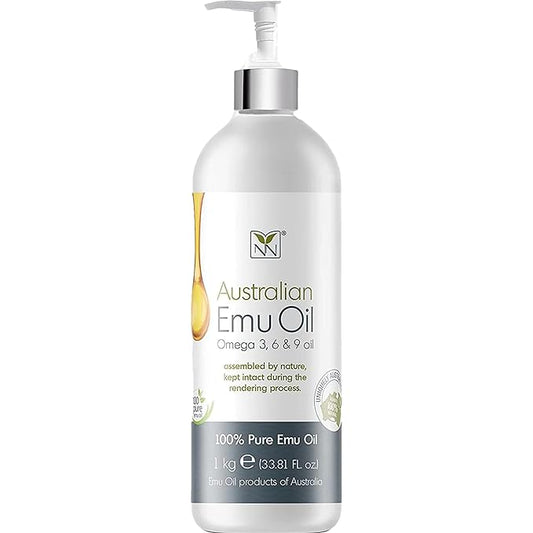 Emu Oil Skin Moisturizer - Scalp, Hair, Face, Body & Nail Moisturizer with Omega 3, 6, 9, Vitamins, & Minerals - Body & Face Serum for Fine Lines, Stretch Marks, Dry Lips & Cuticles - 1L, Unscented