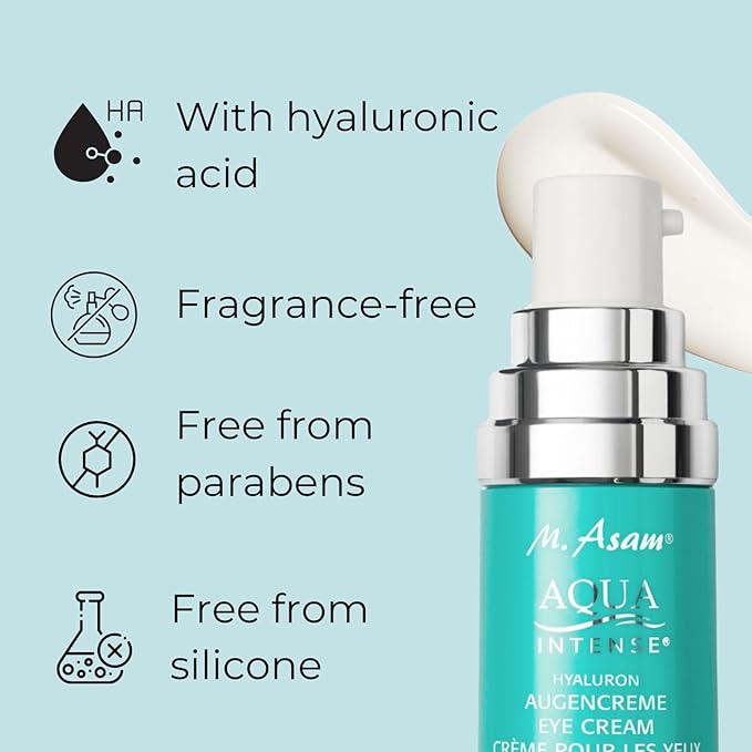 M. Asam AQUA INTENSE Eye Cream (1.01 Fl Oz) – Skin Care with Hyaluronic Acid, Under Eye Cream for Dark Circles, Puffiness & Bags, Hydrating Face Moisturizer for Wrinkles