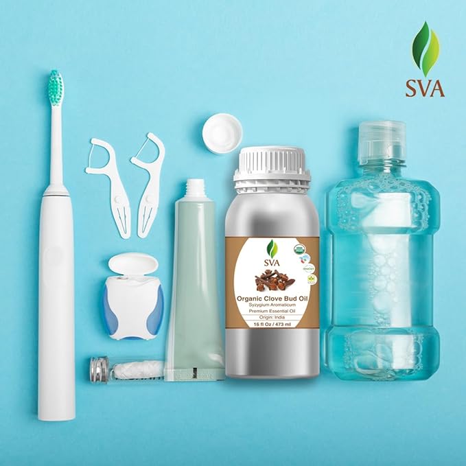 SVA Clove Bud Essential Oil – 16 Fl Oz – 100% Natural Clove Oil - for Diffuser, Hair Care, Face, Skin Care, Aromatherapy, Scalp and Body Massage, Soap and Candle Making