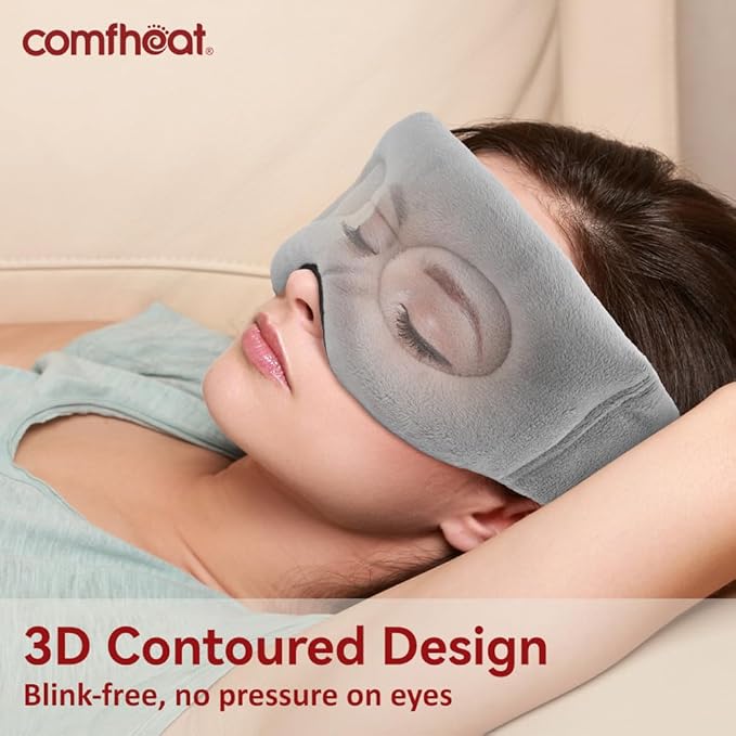 Warm Compress for Eyes, Lavender Moist Heat Eye Mask for Stye Puffy Eye Hot Compress, Flaxseed Microwave 3D Contour Heated Weighted Eye Mask for Sleeping