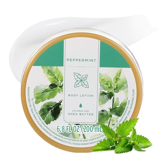 Princess Belle Peppermint Lotion, Shea Butter Body Lotion for Women and Men Dry Skin, Deep Moisturizing, Hydrating and Softening, Smell Good, 200ml(6.8floz)