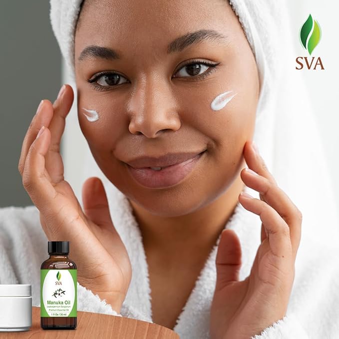 SVA Manuka Essential Oil – 1 Fl Oz – 100% Natural Manuka Oil - for Diffuser, Hair Care, Face, Skin Care, Aromatherapy, Scalp and Body Massage, Soap and Candle Making – with Dropper