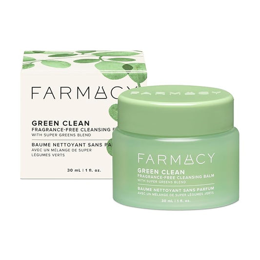 Farmacy Makeup Remover Cleansing Balm - Green Clean Waterproof Makeup Remover + Oil Based Cleanser - Newly Formulated Double Cleanser with Plant Based Waxes + Upcycled Moringa - Fragrance Free (30ml)