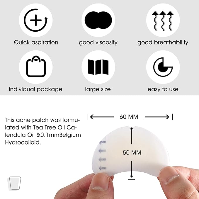Hydrocolloid Acne Patch(20 Patches), Large Spot Control Cover With Long Size, Extra Larger Acne Pimple Patch for Covering Large Breakouts, Spot Patch, Stickers for Body, Cheek, Forehead, and Chin