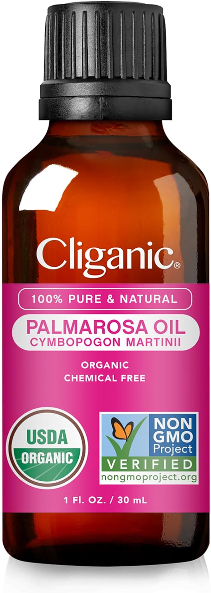 Cliganic USDA Organic Palmarosa Essential Oil, 1oz - 100% Pure Natural Undiluted for Aromatherapy | Non-GMO