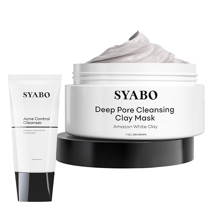 Deep Pore Clearing Mask with Salicylic Acid Face Cleanser Set, Removes Excess Oil, Reducer for Blackhead, Whitehead, Acne and Pores for Oily & Sensitive Skin Care for Women Men