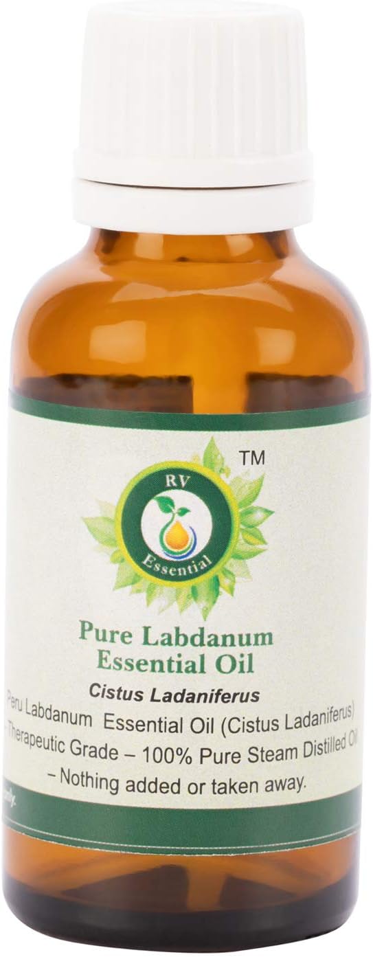 R V Essential Pure Labdanum Essential Oil 15ml (0.507oz)- Cistus Ladaniferus (100% Pure and Natural Steam Distilled)