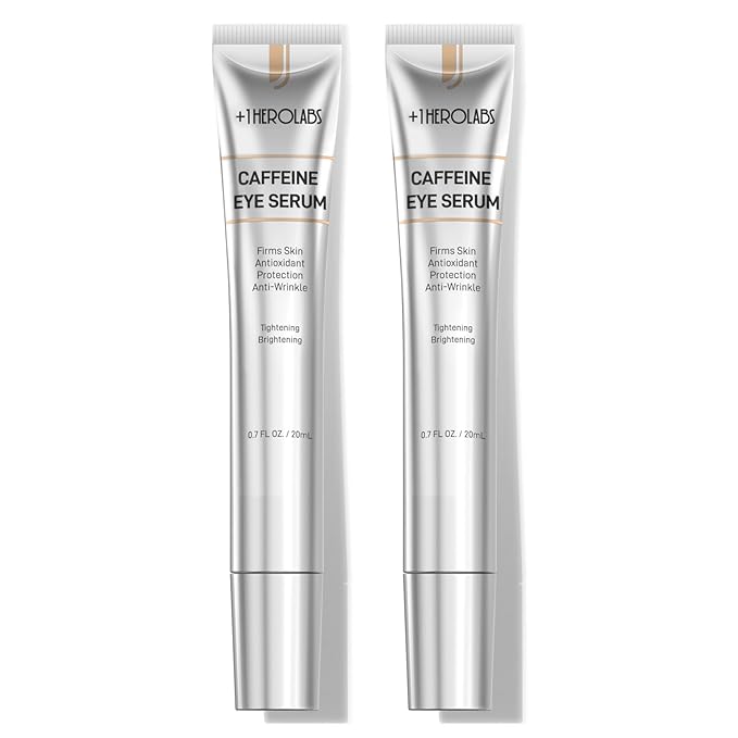 Caffeine Eye Cream for Dark Circles, Puffiness & Puffy Bags - Under Eye Serum with Caffeine, Niacinamide, Hyaluronic Acid, Vitamin E & Peptides, 0.7 Fl Oz (Pack of 2)
