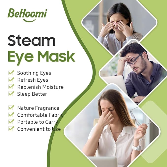 Steam Eye Mask, 10 Packs Heated Eye Mask, Self Heating Disposable SPA Warm Compress for Eyes Sleep Mask, Soothing Moist Heat Eye Masks, Travel Essentials & Relaxation Gifts (Green Tea Scent)