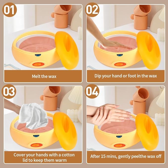 Paraffin Wax Bath Machine Paraffin Wax Machine for Hand and Feet with 4 Pcs Paraffin Bath Wax, Foot Wax Paraffin Foot Care Kit Hand Wax Machine Moisturizing and Exfoliating