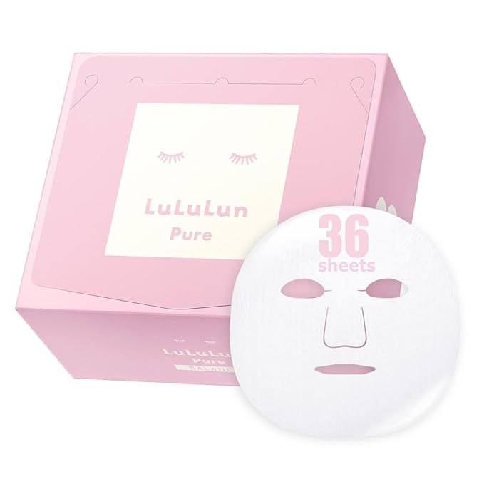 Lululun 36pc Facial Mask Sheet for Skincare, Hyaluronic Acid Hydrating & Moisturizing Face Sheet Mask Pack Set - PURE PINK (Normal Skin)