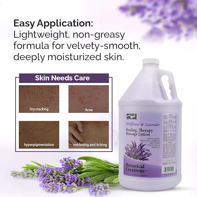 PRONAIL - Healing Therapy Massage Lotion - Professional Pedicure, Body and Hot Oil Manicure, Infused with Natural Oils, Vitamins, Panthenol and Amino Acids (Lavender, 1 Gallon)