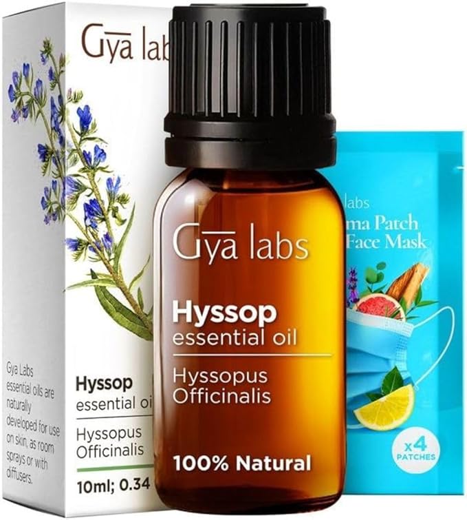 Gya Labs Hyssop Essential Oil for Diffuser - 0.34 Fl Oz - 100% Pure Natural Hyssop Oil for Skin, Aromatherapy & Candle Making - Fresh Minty & Floral Scent