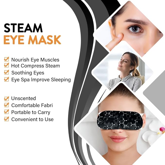 Minidiva Steam Eye Mask for Dry Eyes, 30Pcs Self Heating Spa Warm Relax Sleep Mask, Disposable Heated for Dark Circles Eye Fatigue, Relieve Stress (Graphene)