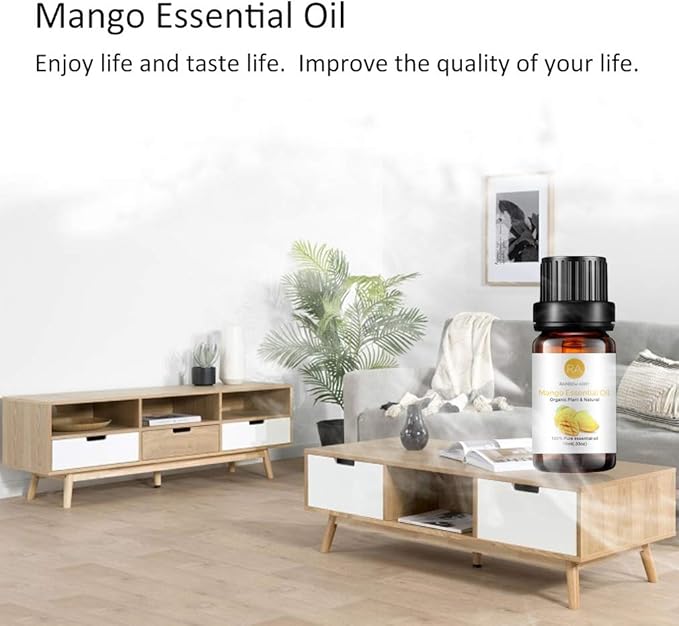 Mango Essential Oil, 100% Pure Organic Natural Aromatherapy Mango Oil for Diffuser, Massage, Yoga, Meditation, Bath, Skin Care (10ml)