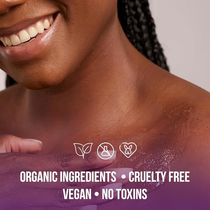 Blueberry Body Scrub, Pure Organic Face Exfoliant for Super Soft Skin, Anti Cellulite & Exfoliator, Natural Skin Care Formula Helps with Stretch Marks, Eczema, Acne & Varicose Veins for Men and Women