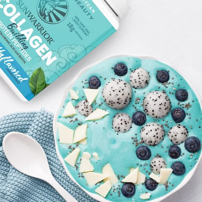 Vegan Collagen Building Powder Protein Peptide with Biotin Vitamin C Hyaluronic Acid Collagen Protein Powder for Hair Skin Nail Dairy Free Gluten Free | Unflavored by Sunwarrior