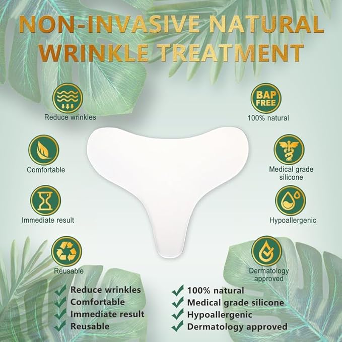 32 Pcs Wrinkle Patches，Reusable Silicone Face, Forehead, Neck & Chest Wrinkle Pads – Anti Aging Overnight Facial Smoothing Pads for Fine Lines, Decollete Care, Skin Rejuvenation