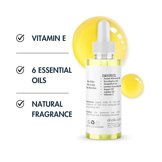 DeEnti Cuticle Oil, Jojoba Oil for Nails, 2oz Hydrating Cuticle Nail Oils, Lush Lemon Scented Cuticles Repair, Vitamin E Nail Supplies, Professional Salon Quality Manicure Supplies