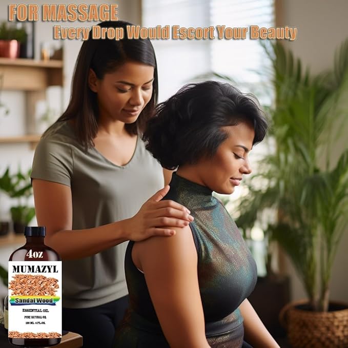 Sandalwood Essential Oil, Sandalwood Oil 4 Fl Oz 120ML for Diffuser Humidifier Yoga Cleaning DIY Candle Soap Making Essential Oils