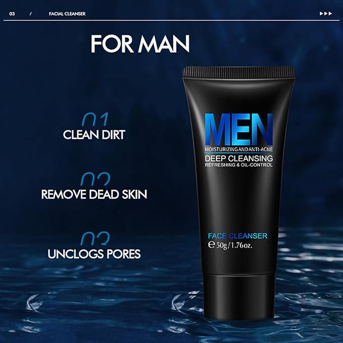 Cool Oil Control Mens Facial Care Kit, Mens Skin Care Kit With Face Wash, Moisturizer, Toner, Lotion, Face Mask, For Hydrating, Deep Cleansing, Men Skin Care Kit Gift Set For Birthday
