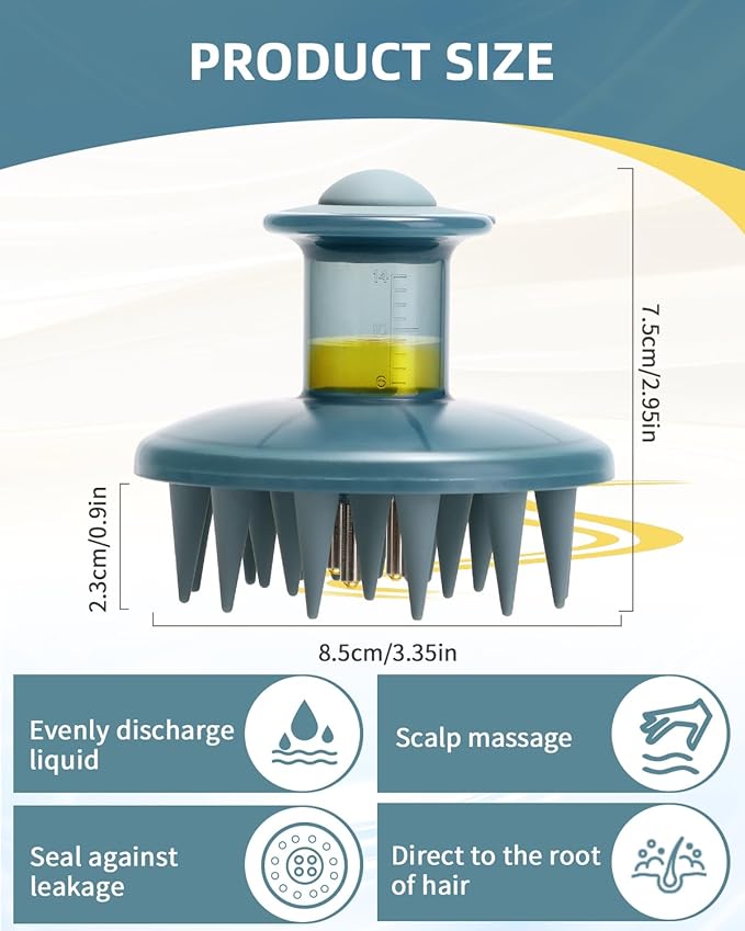 Hair Oil Applicator Brush, Scalp Oil Applicator Hair Oil Dispenser Hair Growth Oil Comb with Silicon Massage TeethScalp Oil Applicator for Scalp Hair Oiling Applicator with Massage Balls