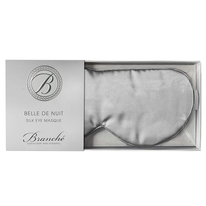 Branche Beauty Belle De Nuit Sleep Mask - Silk Eye Mask 6A Silk 22 Momme Eye Cover Sleepover Shade Blindfold Mask for Luxury Sleep in Total Darkness (Silver)