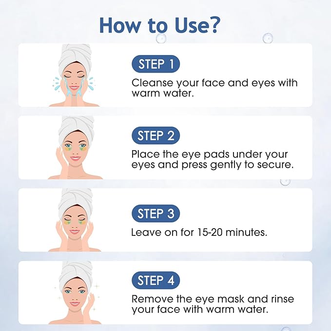 Under Eye Patches, 60 Pcs, Eye Mask for Puffy Eyes, Dark Circles, Eye Bags, Wrinkles, Collagen, Hyaluronic Acid, Castor Oil