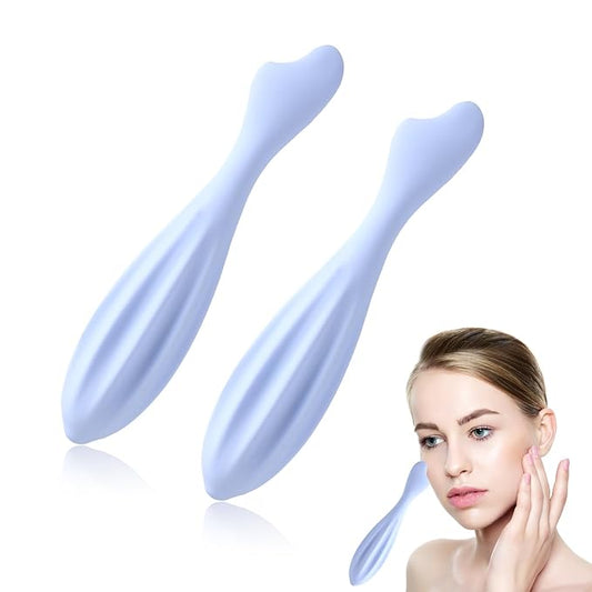 2pcs Face Massage Rollers, 6.99x1.1x0.43in Silicone Facial Rollers Reliable Face Massager Tool Face Skin Care Face Guasha Stick Body Gua Sha Relax for Women(Blue)