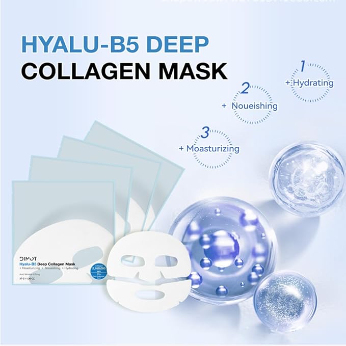 4 PACK Deep Collagen Overnight Mask, Bio-collagen Face Hydrogel Mask Korean Skincare Facial sheet masks for lifting, firming, and Elasticity Improvement (Hyalu-B5 Mask)