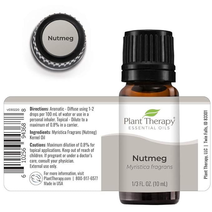 Plant Therapy Nutmeg Essential Oil 10 mL (1/3 oz) 100% Pure, Undiluted, Therapeutic Grade